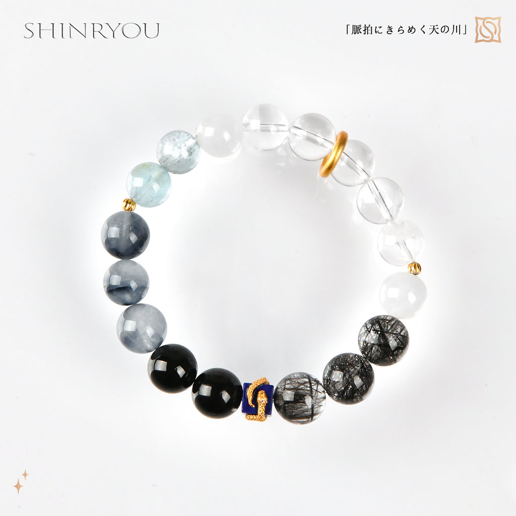 ブラックルチルラビットヘアクリスタルブレスレット