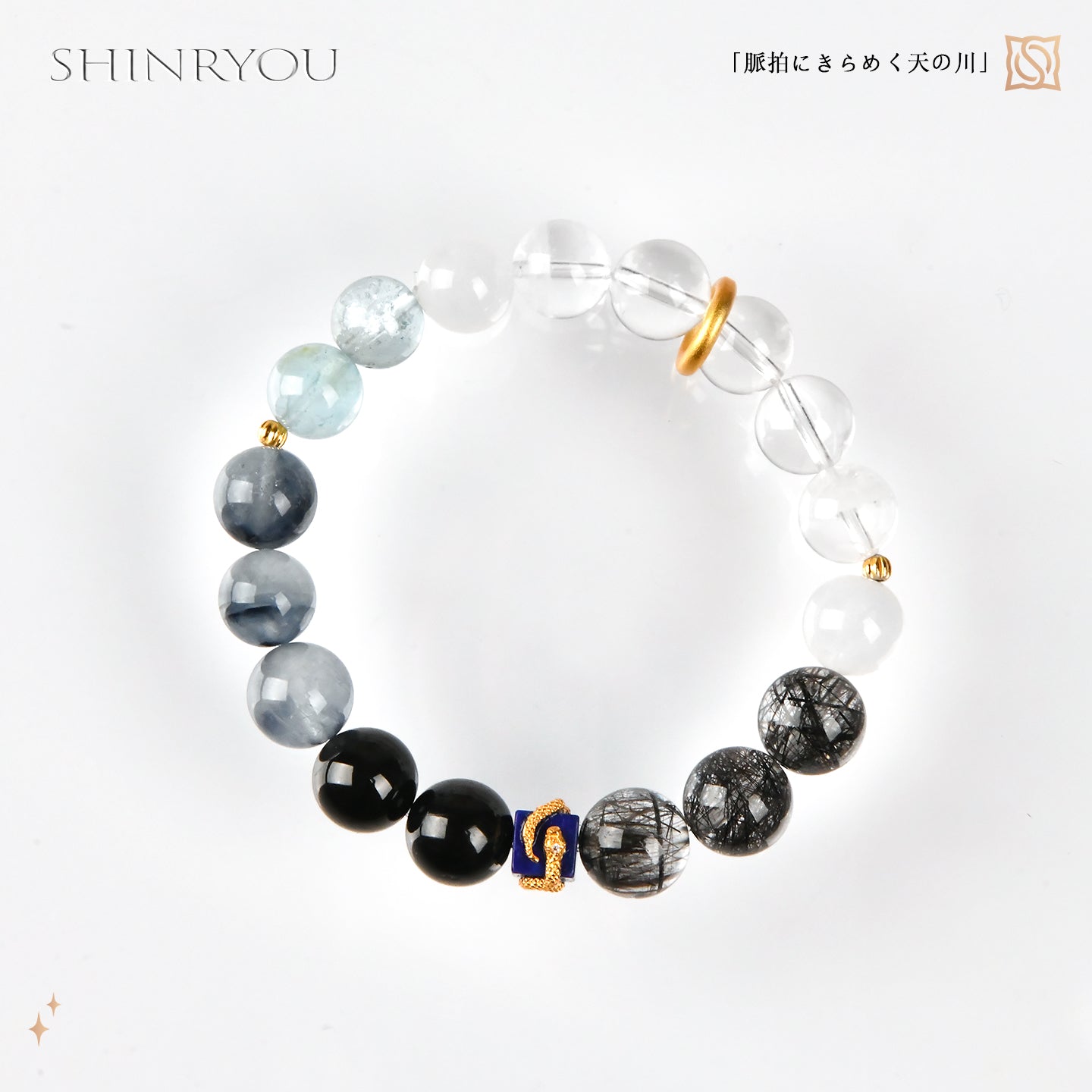 ブラックルチルラビットヘアクリスタルブレスレット