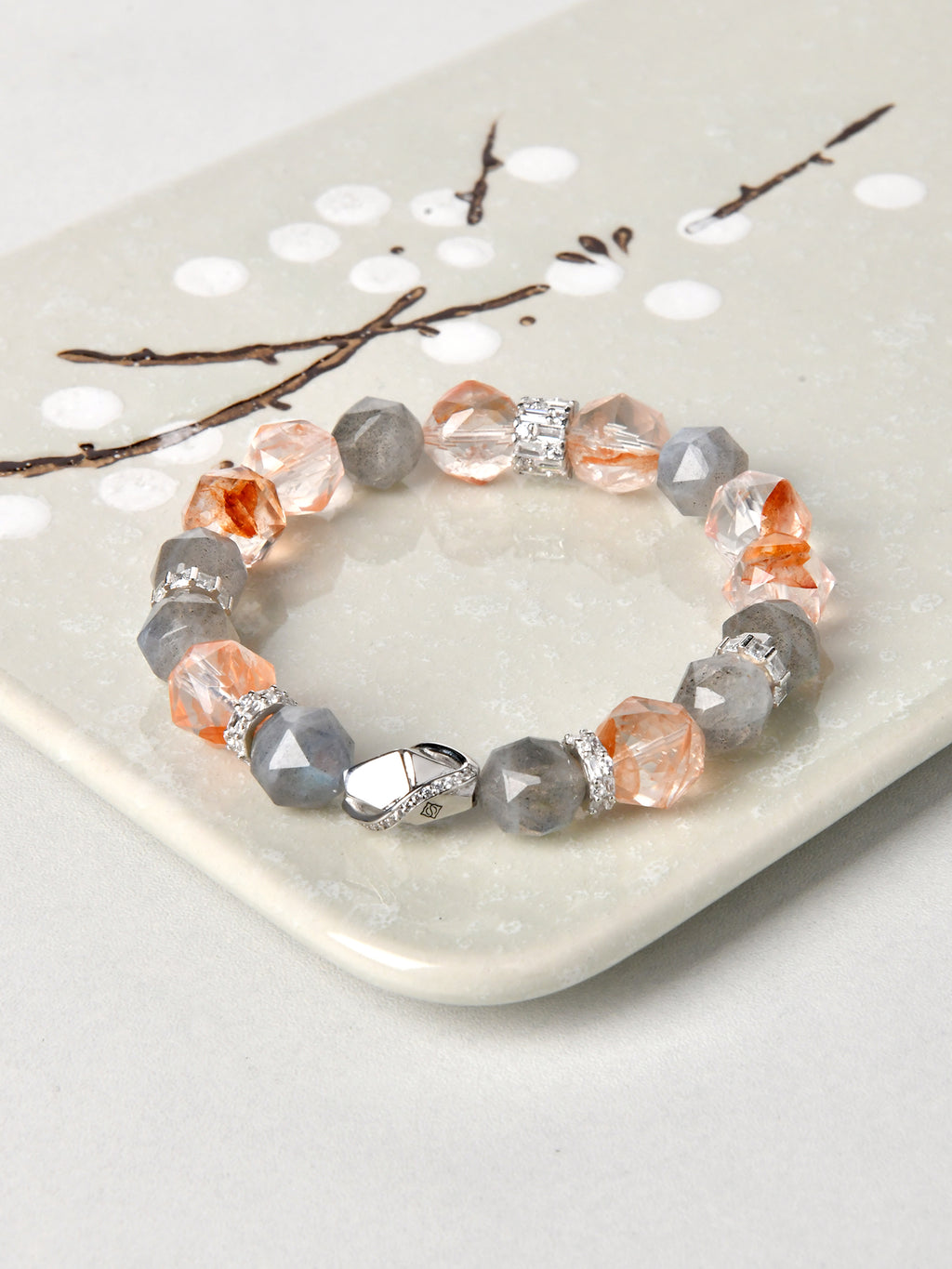 ラブラドライトヘマタイトデザインブレスレット