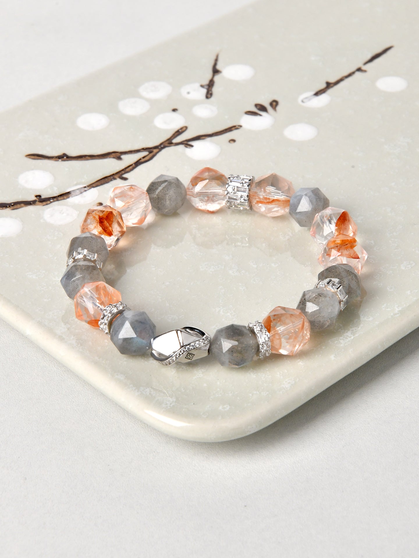 ラブラドライトヘマタイトデザインブレスレット