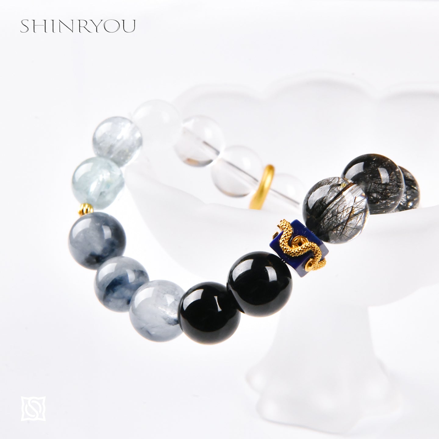 ブラックルチルラビットヘアクリスタルブレスレット