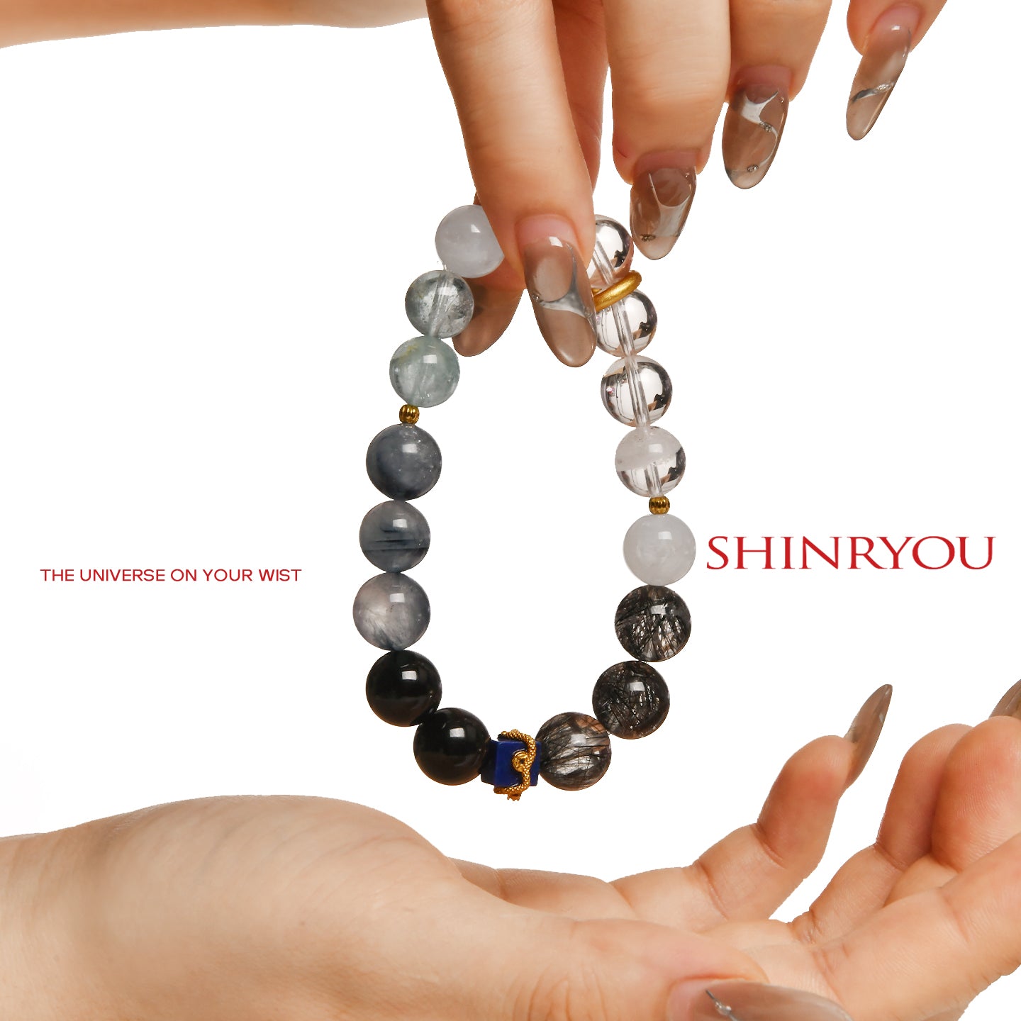 ブラックルチルラビットヘアクリスタルブレスレット