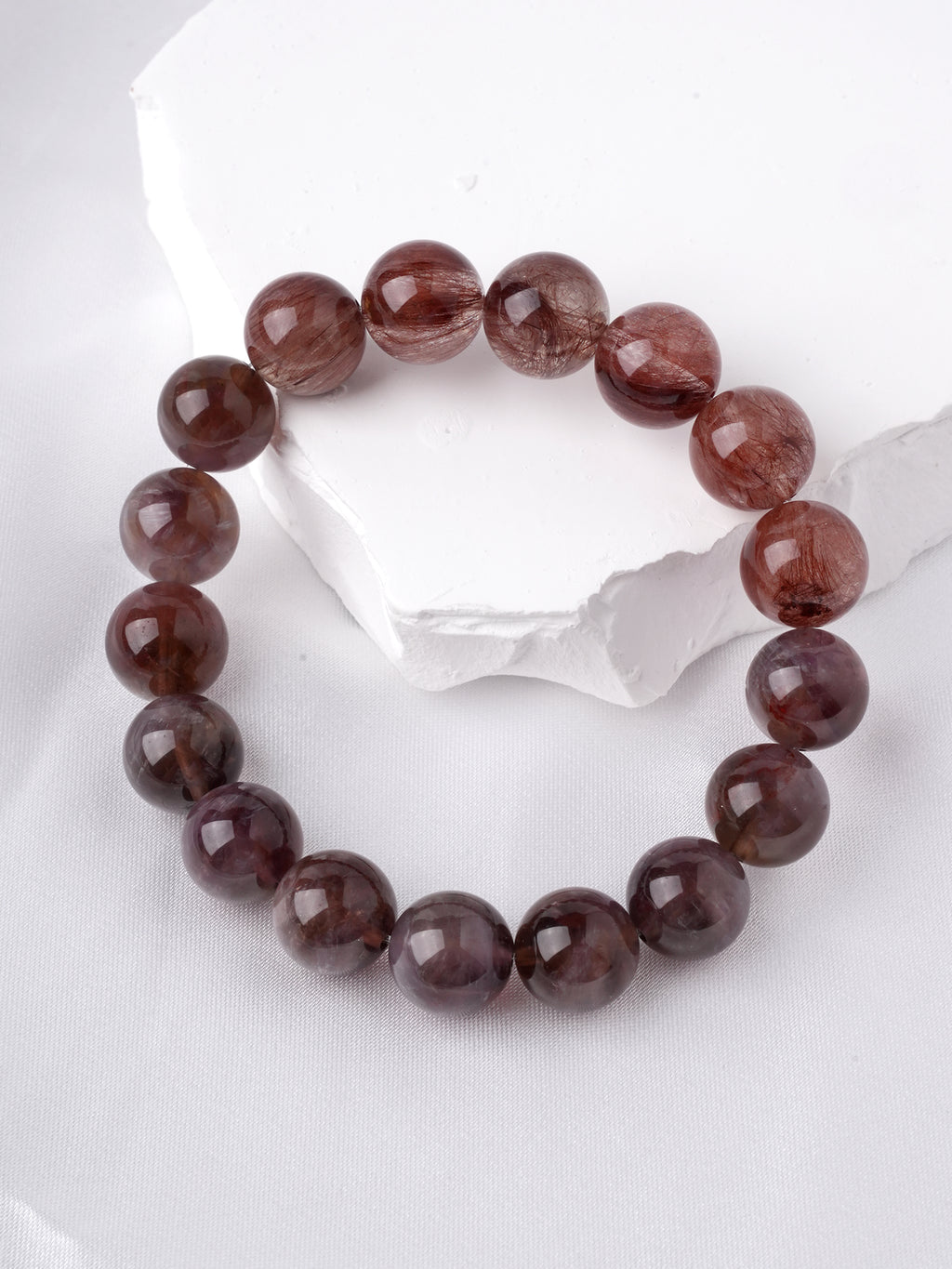 12mm銅レッドルチルブレスレット