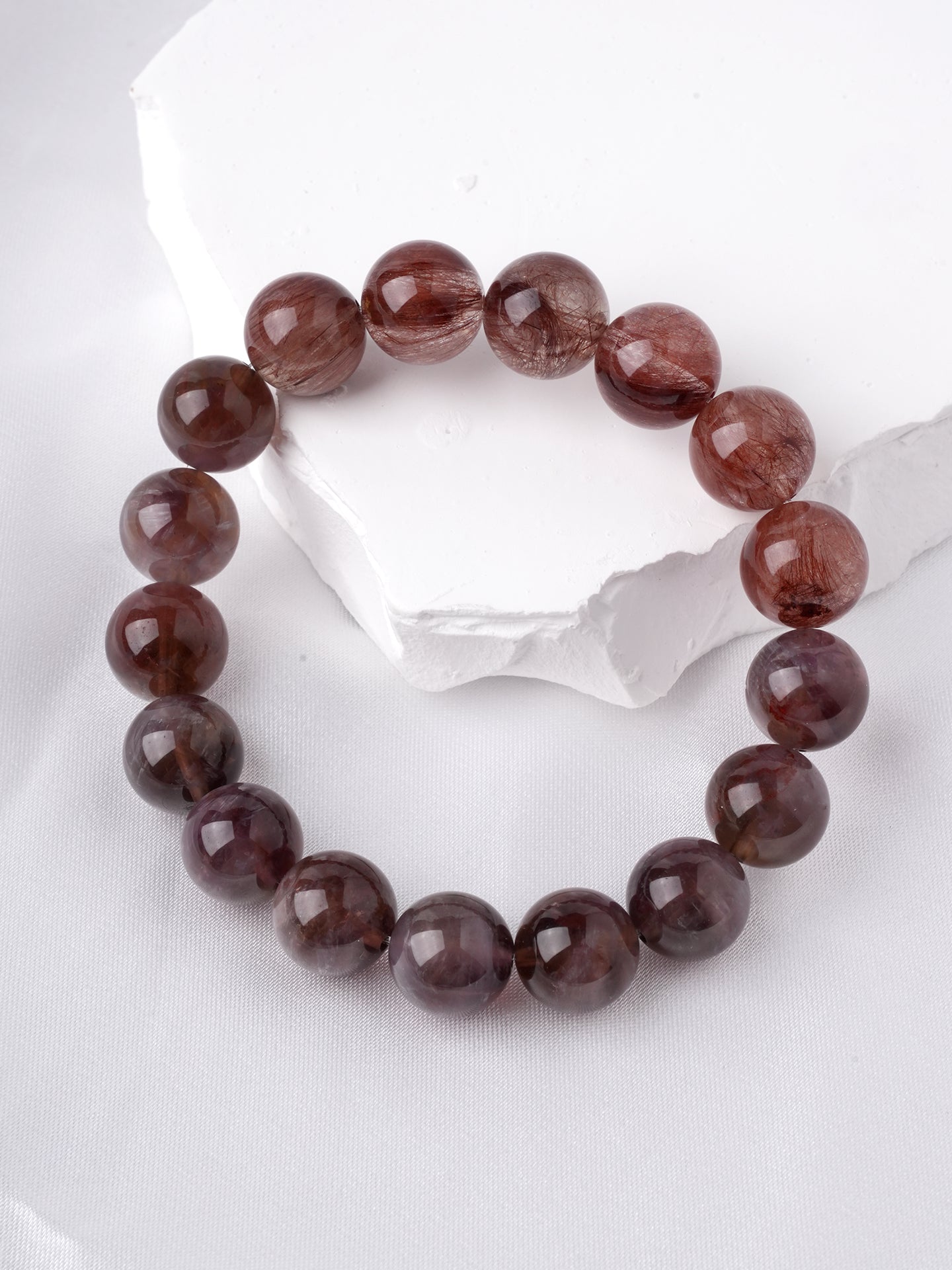 12mm銅レッドルチルブレスレット