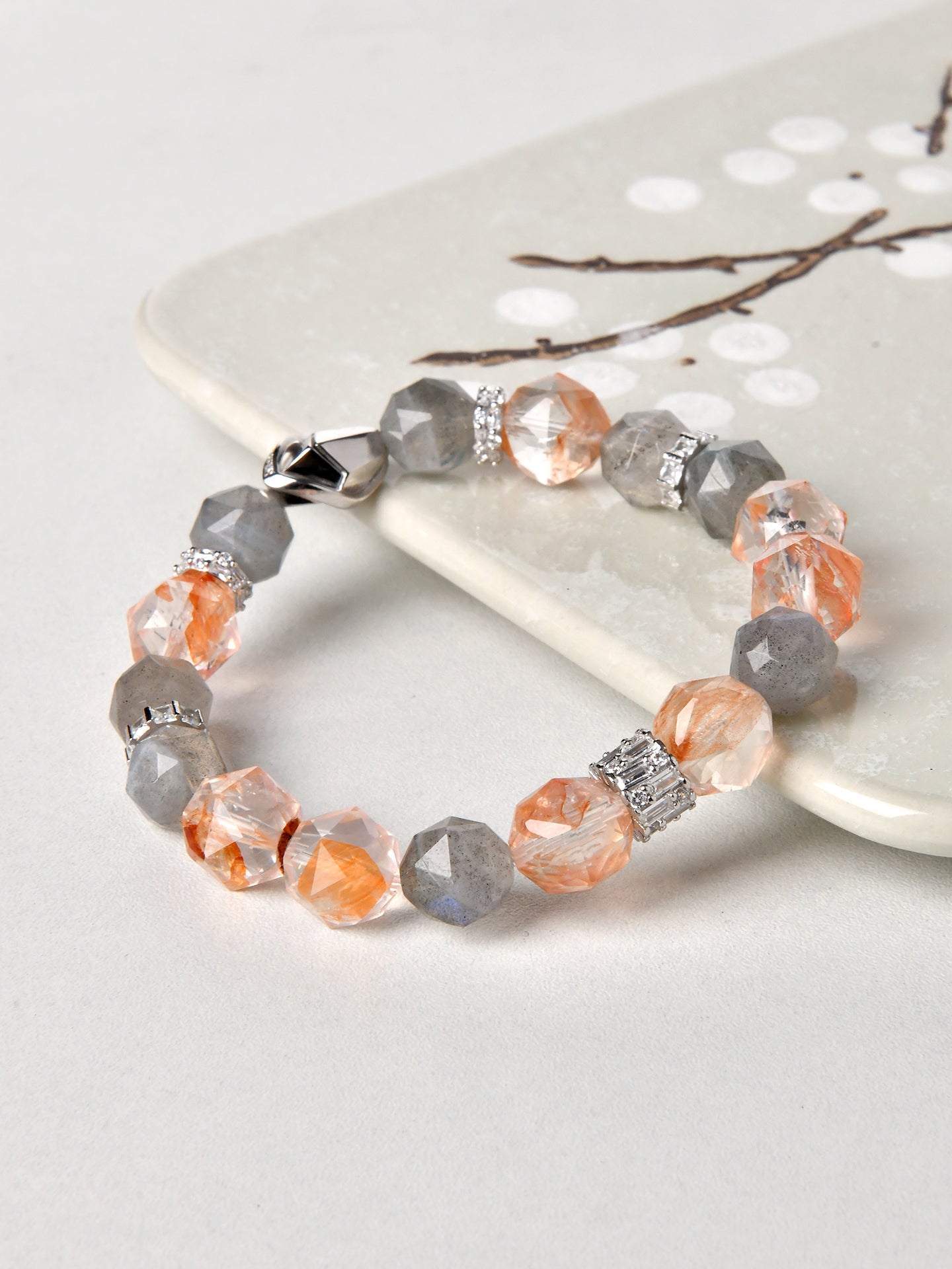 ラブラドライトヘマタイトデザインブレスレット