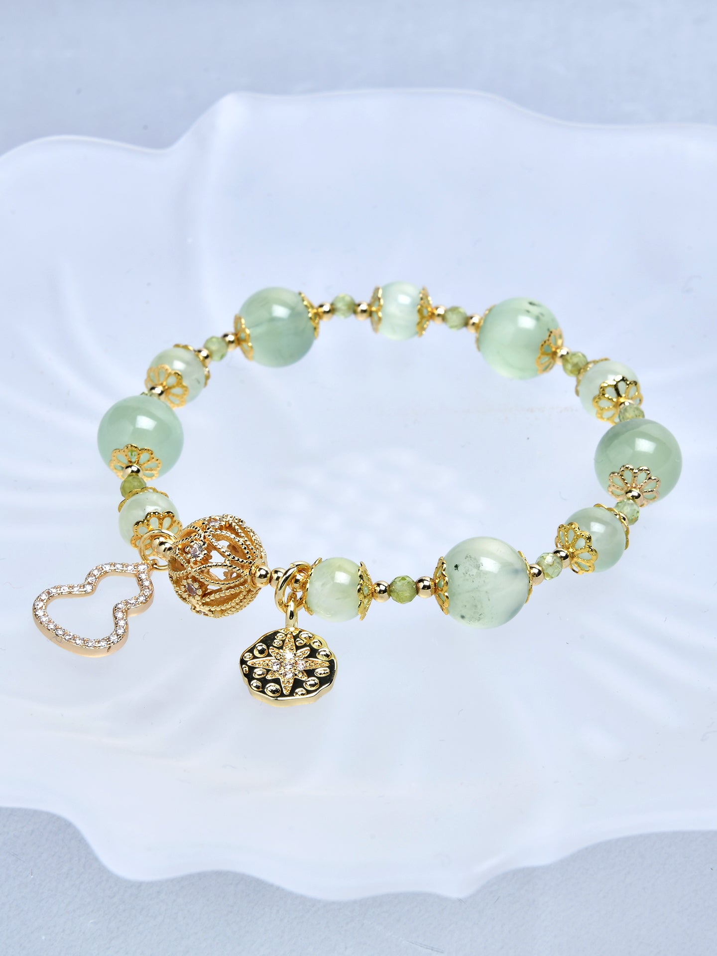 グリーンフローライトデザインブレスレット