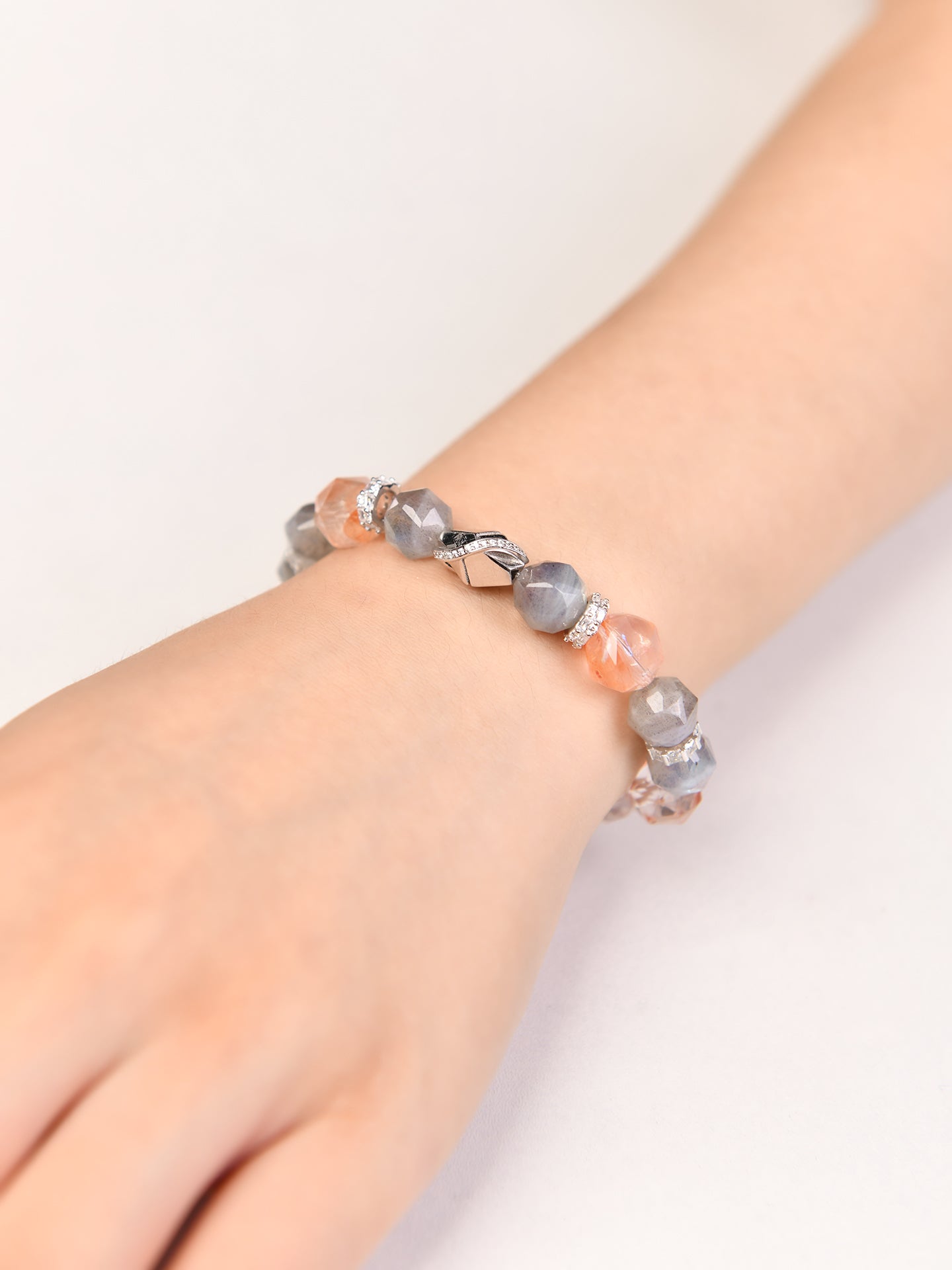 ラブラドライトヘマタイトデザインブレスレット