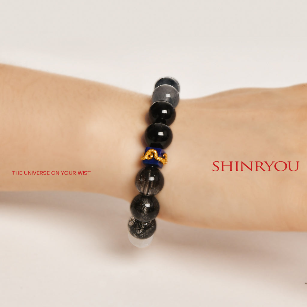 ブラックルチルラビットヘアクリスタルブレスレット