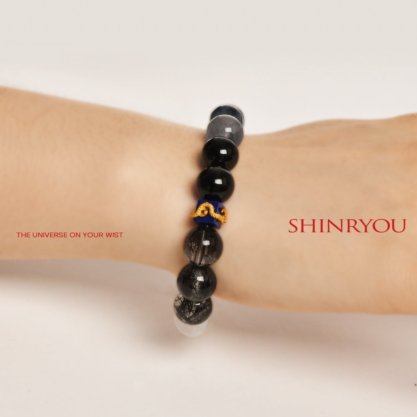 ブラックルチルラビットヘアクリスタルブレスレット