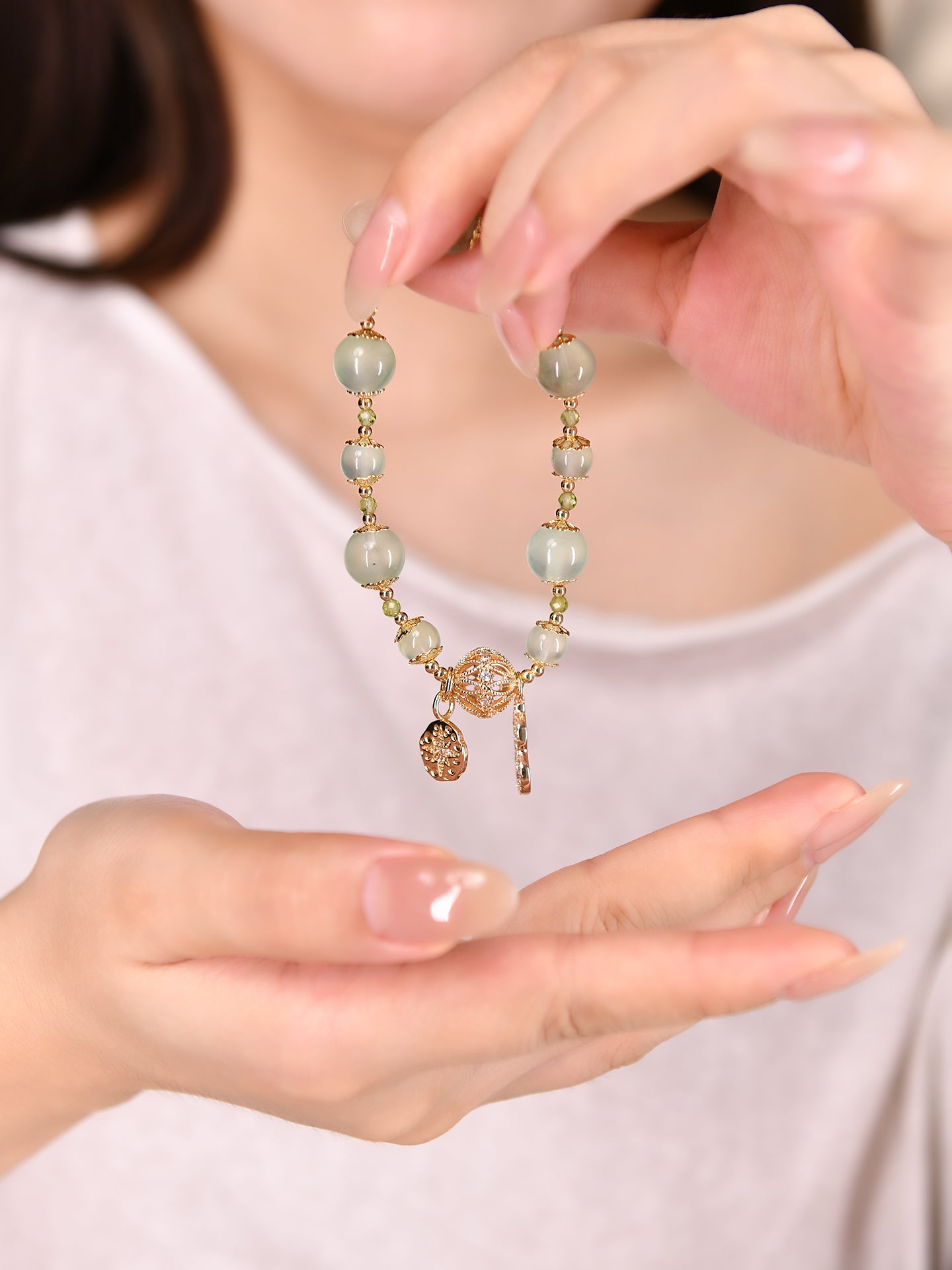 グリーンフローライトデザインブレスレット