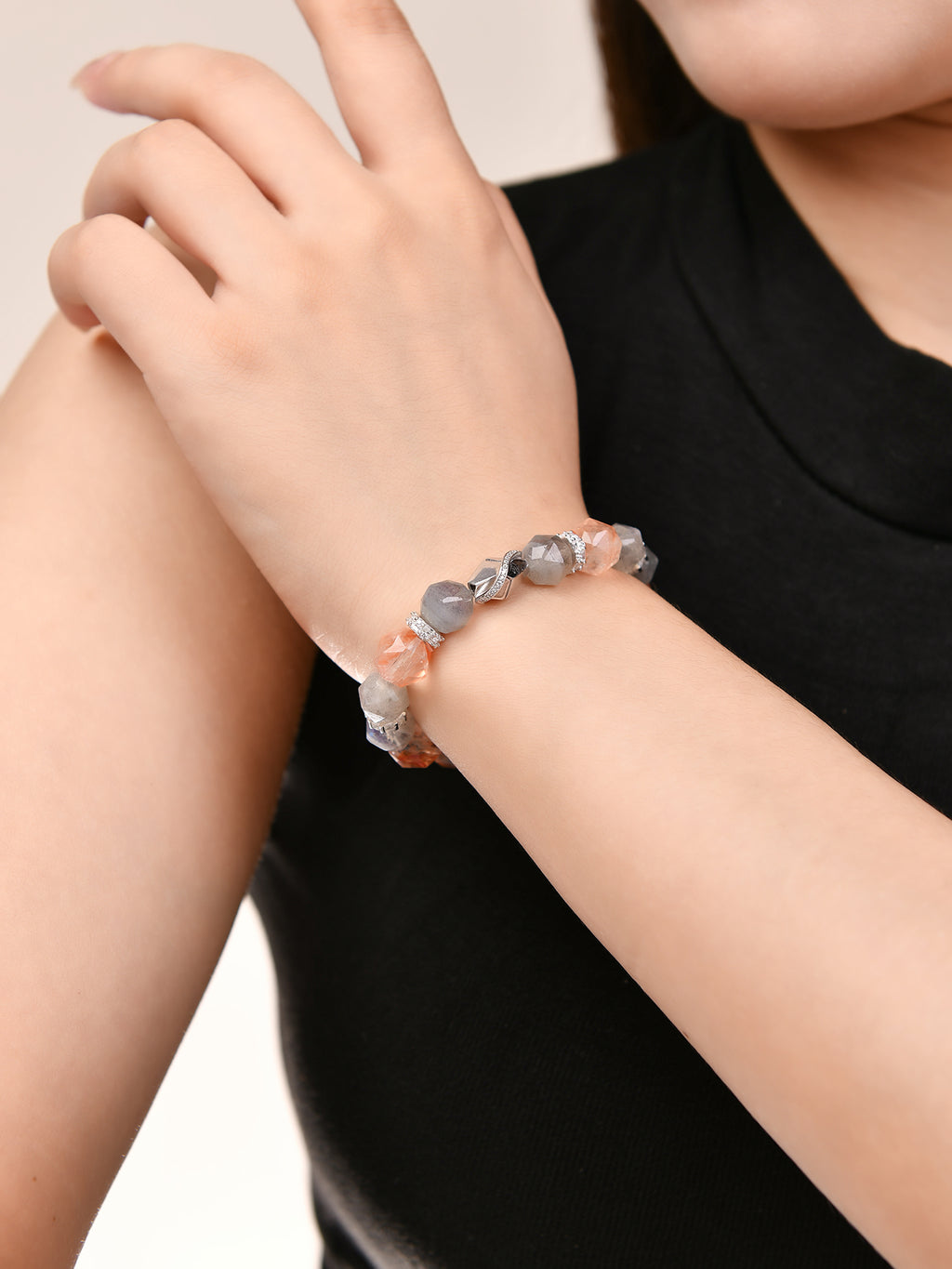 ラブラドライトヘマタイトデザインブレスレット