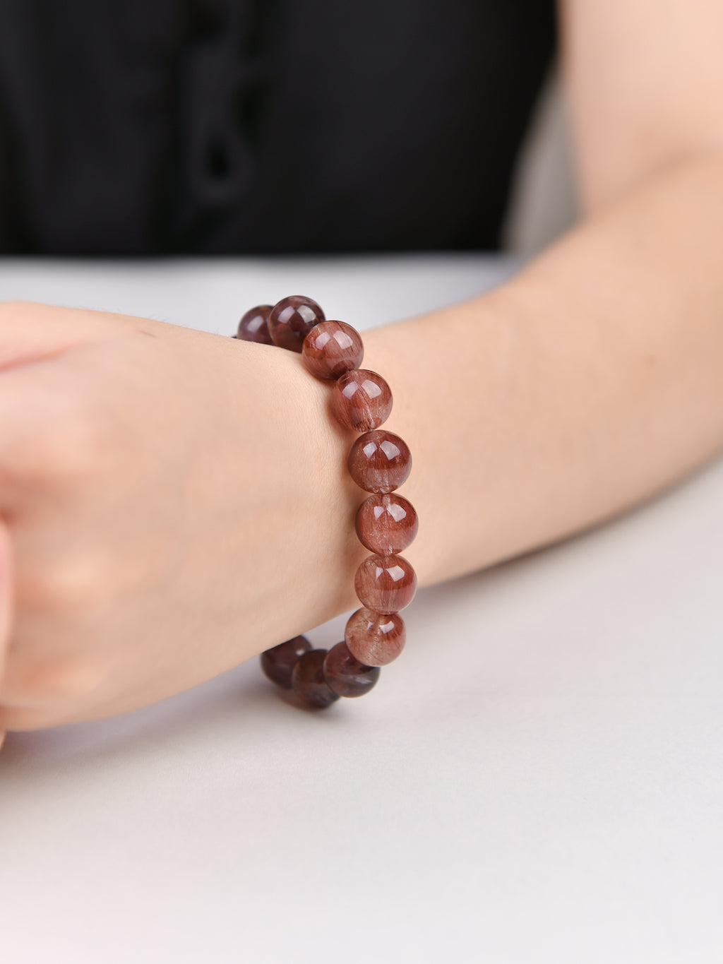 12mm銅レッドルチルブレスレット