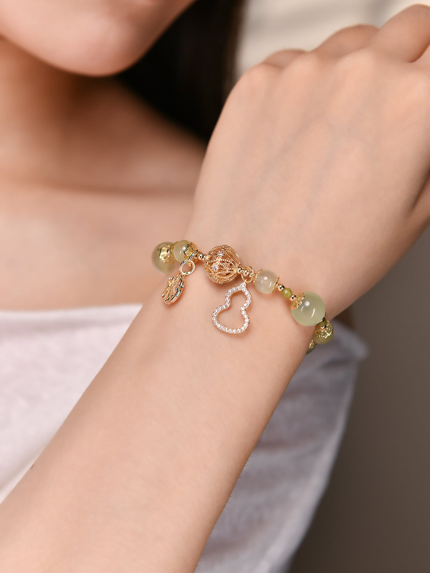 グリーンフローライトデザインブレスレット