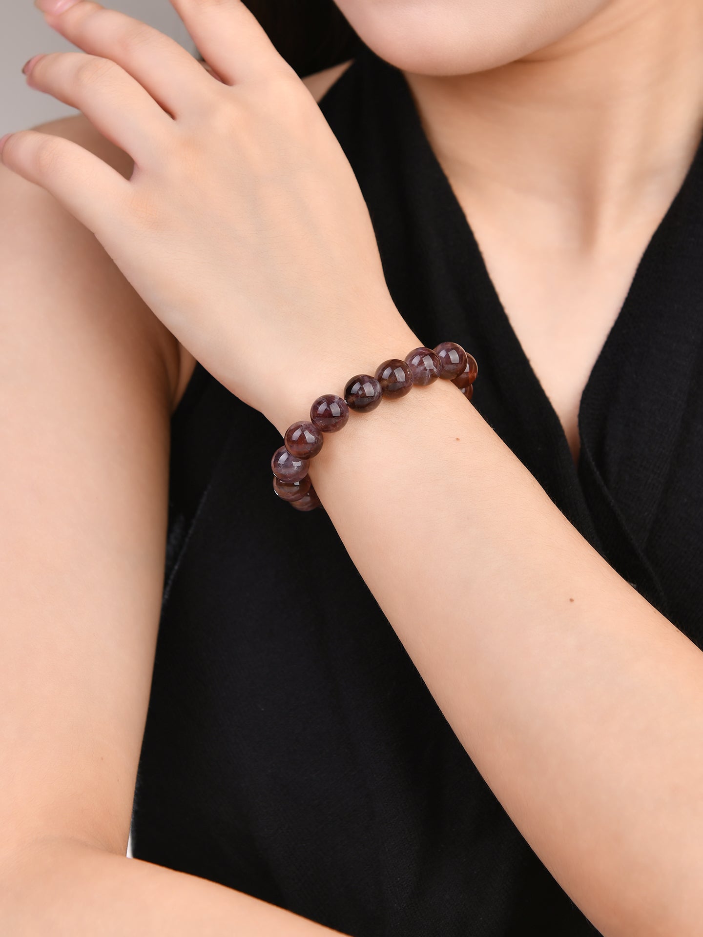 12mm銅レッドルチルブレスレット